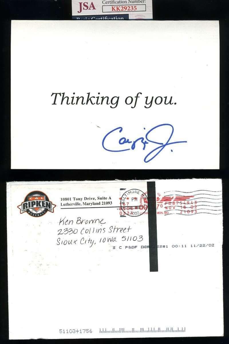 Cal Ripken Jr JSA Coa Signed 2002 Orioles Greeting Card Autograph - Baseball Slabbed Autographed Cards