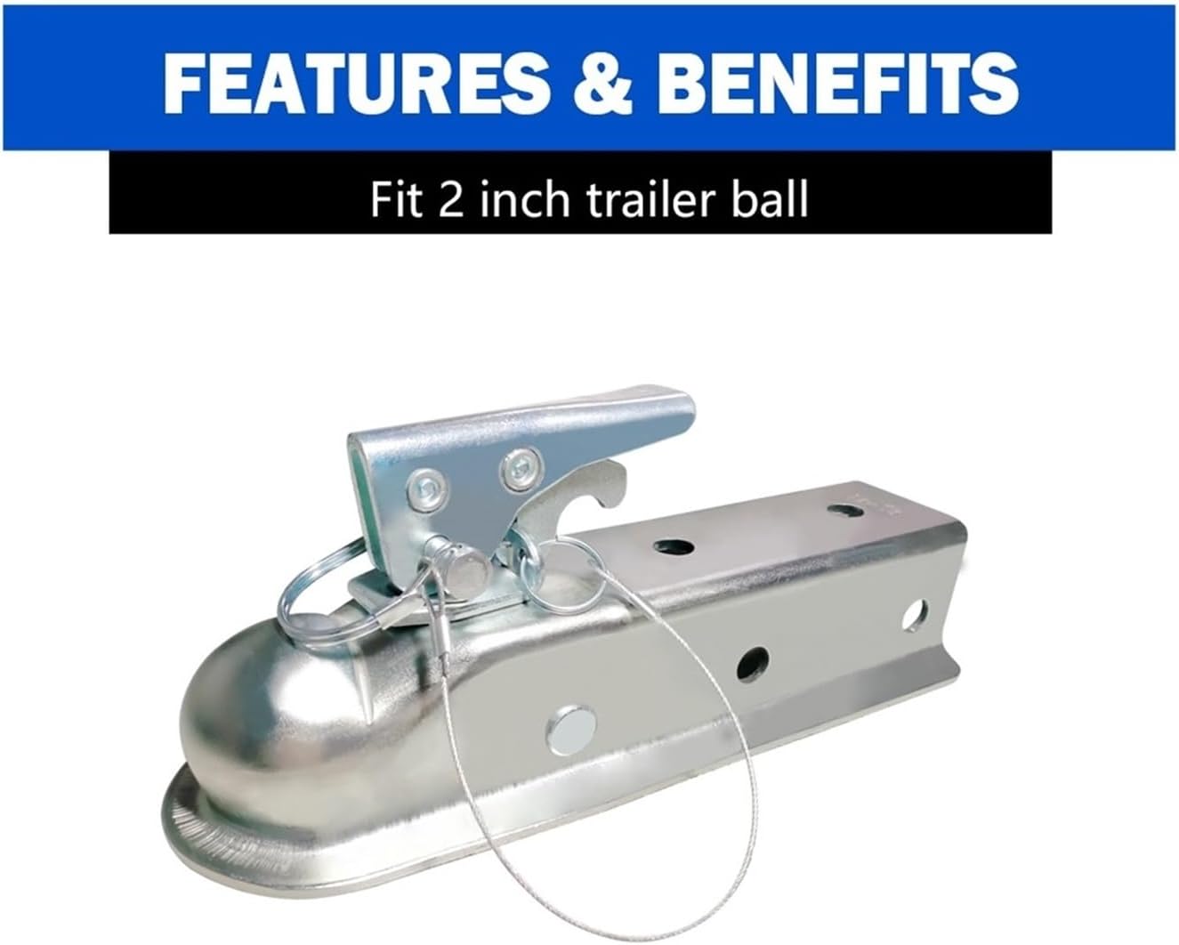 2'x 2'Straight Tongue Trailer Coupler for 2in Channel,2in Hitch Ball,3500 Lbs,Electroplated,RV Parts,Camper Caravan Accessories(Opition(1))