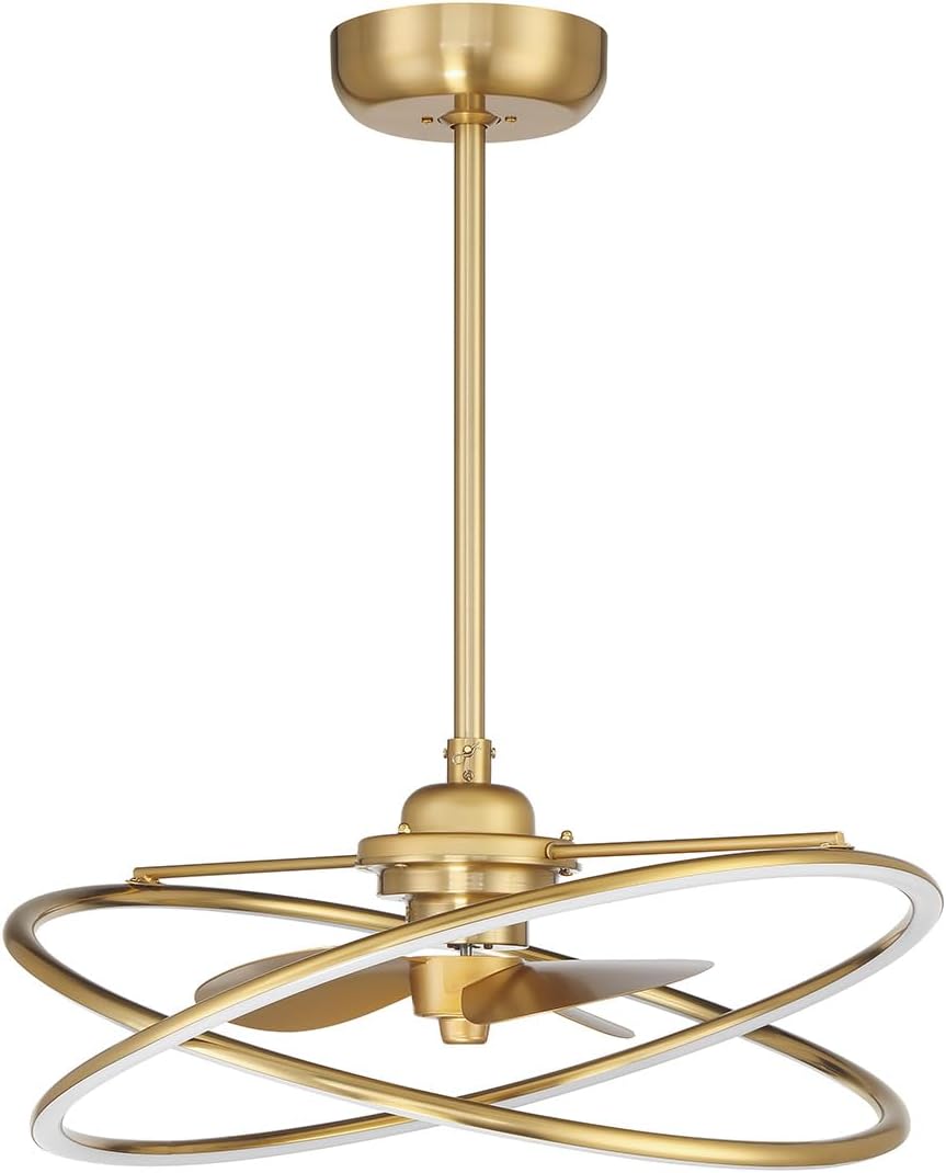 Savoy House 24-FD-745-322 Dorado Fandelier Frosted Acrylic Chandelier Ceiling Fan with Light and Remote, Integrated LED 36 Watt, 12' H x 25' W, Warm Brass