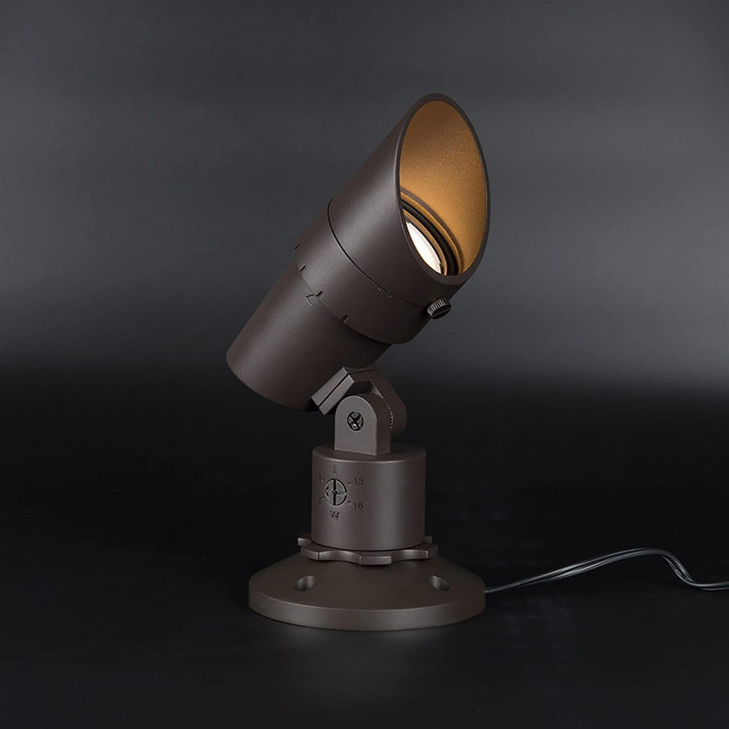 WAC Landscape Lighting, LED 120V Line Voltage Medium Size Accent Light with Adjustable Beam Angle and Integral Brightness Control 3000K Warm White Built-in LED in Bronze