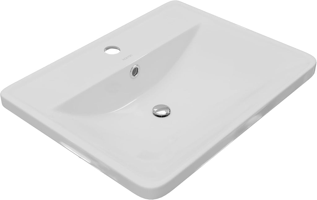 Karran VC-201-WH Valera 21' Top Mount Vitreous China Bathroom Sink in White with Overflow Drain
