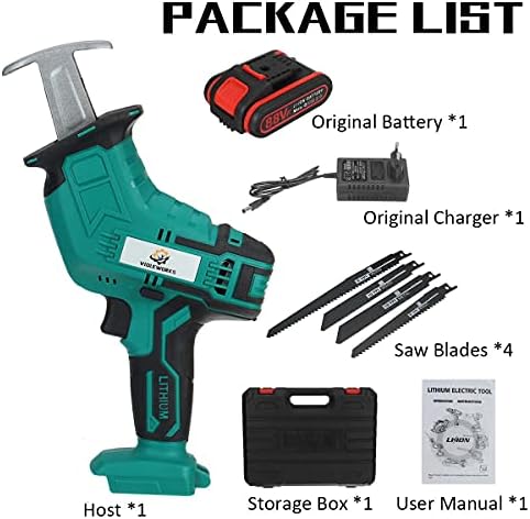 88V Cordless Reciprocating Saw - Powerful Handsaw for Metal, Wood & Pipe Cutting - Versatile Saber Saw with 4 Blade Kit for DIY & Professional Use