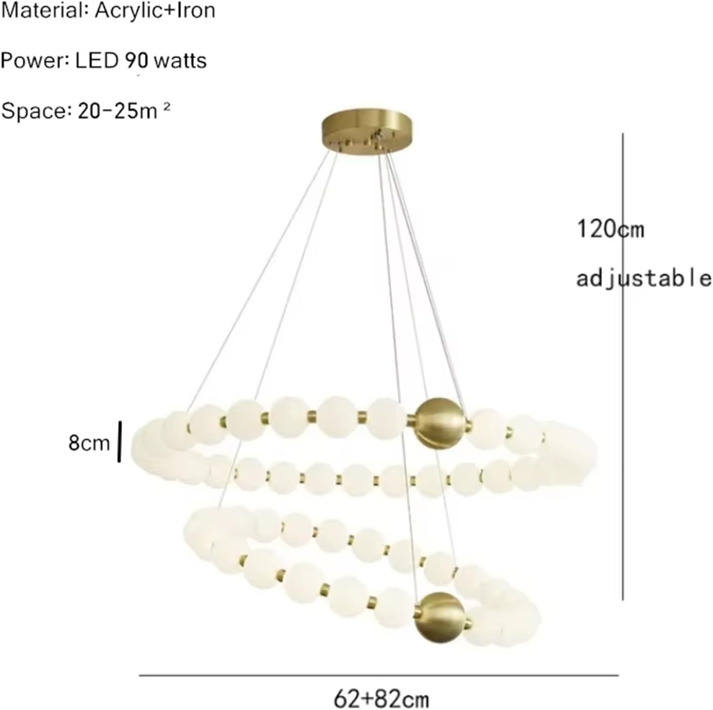 Pearl Ring LED Chandelier Dining Room Living Room Dining Table Kitchen Chandelier Home Acrylic Ball Lamp
