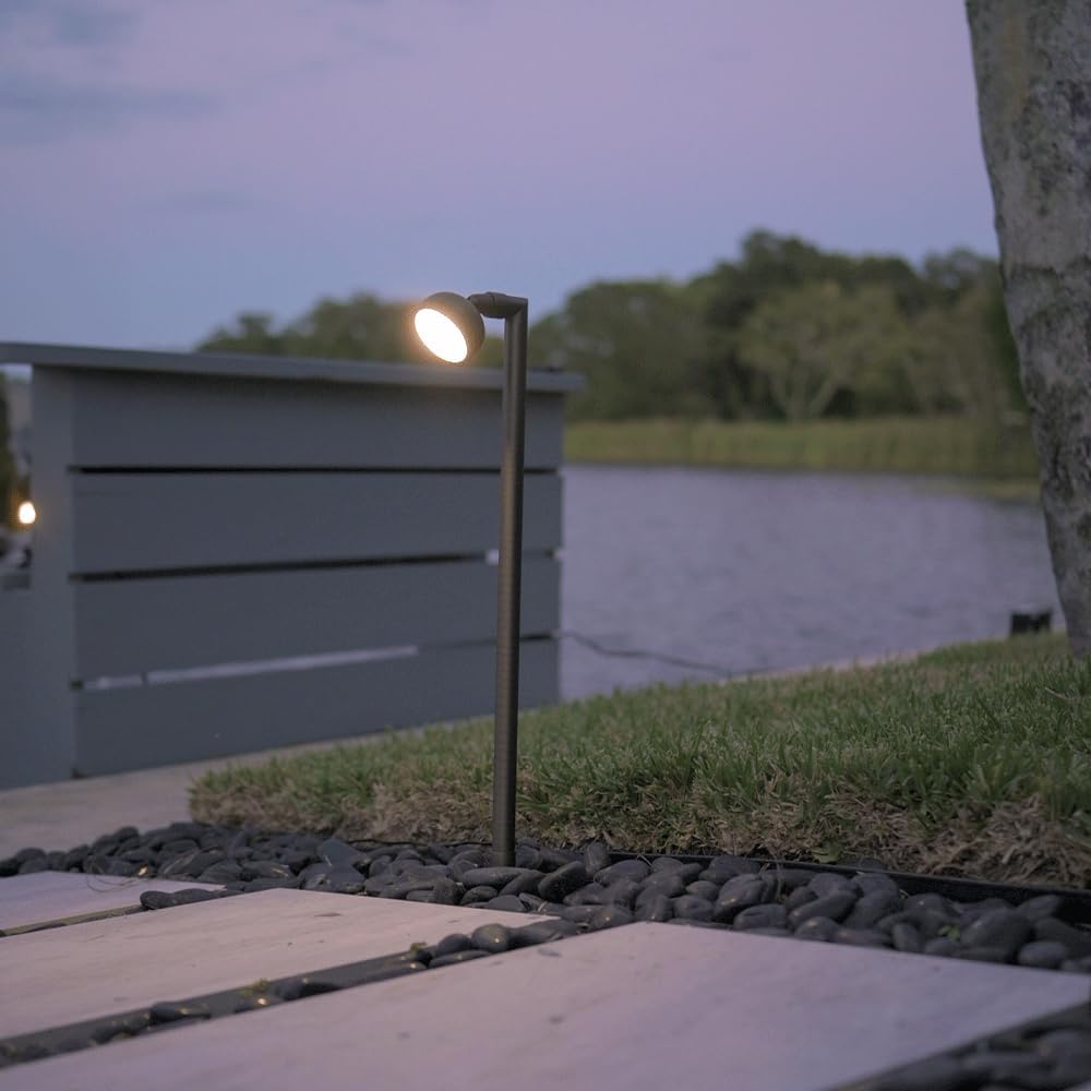 VOLT 12V Brass Round Directional Path & Area Light (Bronze) for Low Voltage Landscape Lighting on Outdoor Pathway, Walkway, Garden, Driveway or Patio