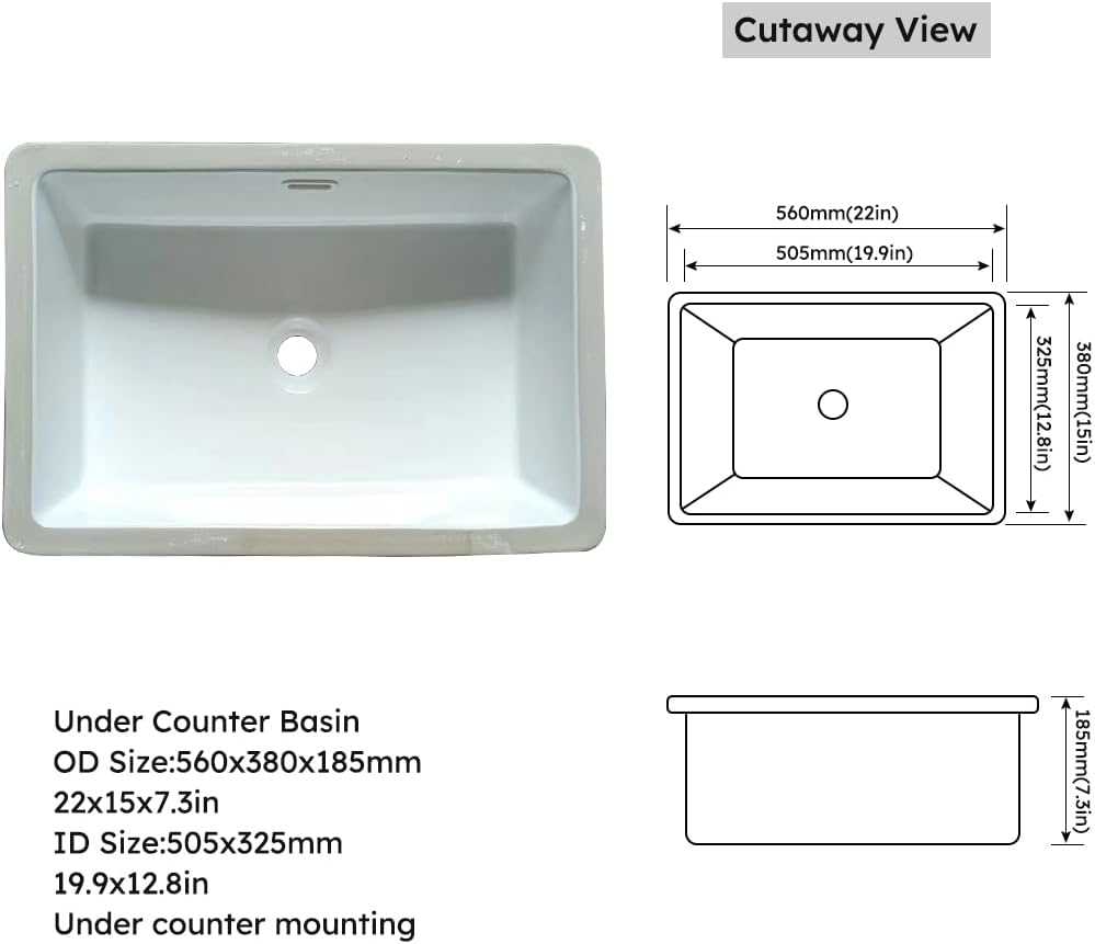 Montary 37'x 22' Bathroom Vanity Top with Undermounted Large Ceramic Sink & Backsplash, Sintered Stone Artificial Marble Vanity Sink Tops with 1 Pre-Drilled Hole, Carrara Gold