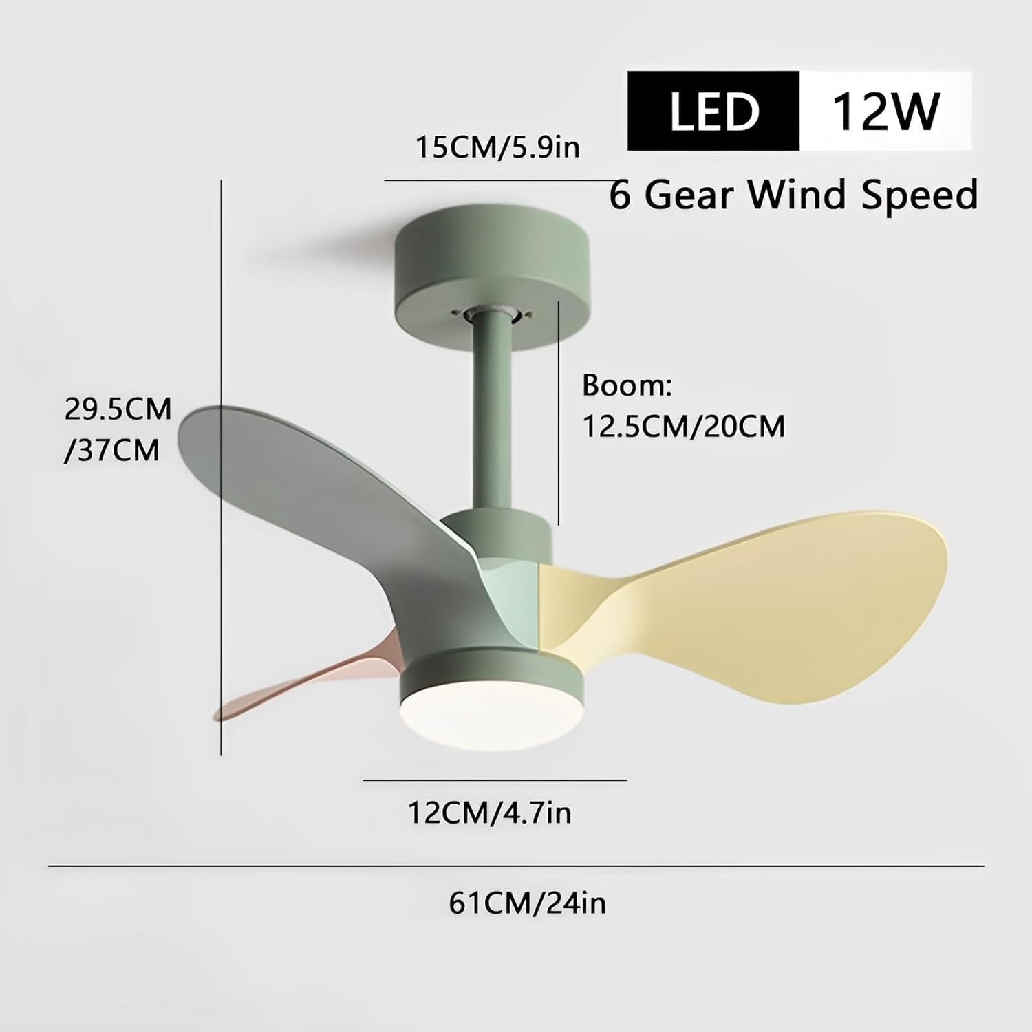 LED Fandelier Ceiling Fan with Light for Kids Room Small Kitchen Ceiling Fan Light with Remote Control Dimmable Large Ceiling Light Fan Chandelier for Living Room Children Bedroom Dining Room