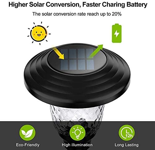 Solar Light 2/4 Pack Solar LED Lights Outdoor Garden Street Stake Glass Stainless Steel Waterproof Solar Lamp White Wireless Sun Powered Powered Spotlight (2 Pcs Silver Yellow Light)