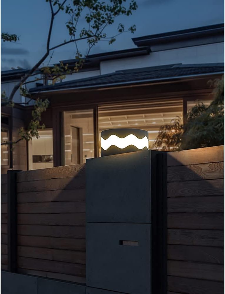 Cylindrical Solar Post Light Fixture Outdoor Waterproof IP54 Column Light Modern Style Fence Outer Decorative Stigma Lamp