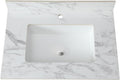 Montary 31'x 22' Bathroom Vanity Top with Undermounted Large Ceramic Sink & Backsplash, Sintered Stone Artificial Marble Vanity Sink Tops with 1 Pre-Drilled Hole, Carrara White
