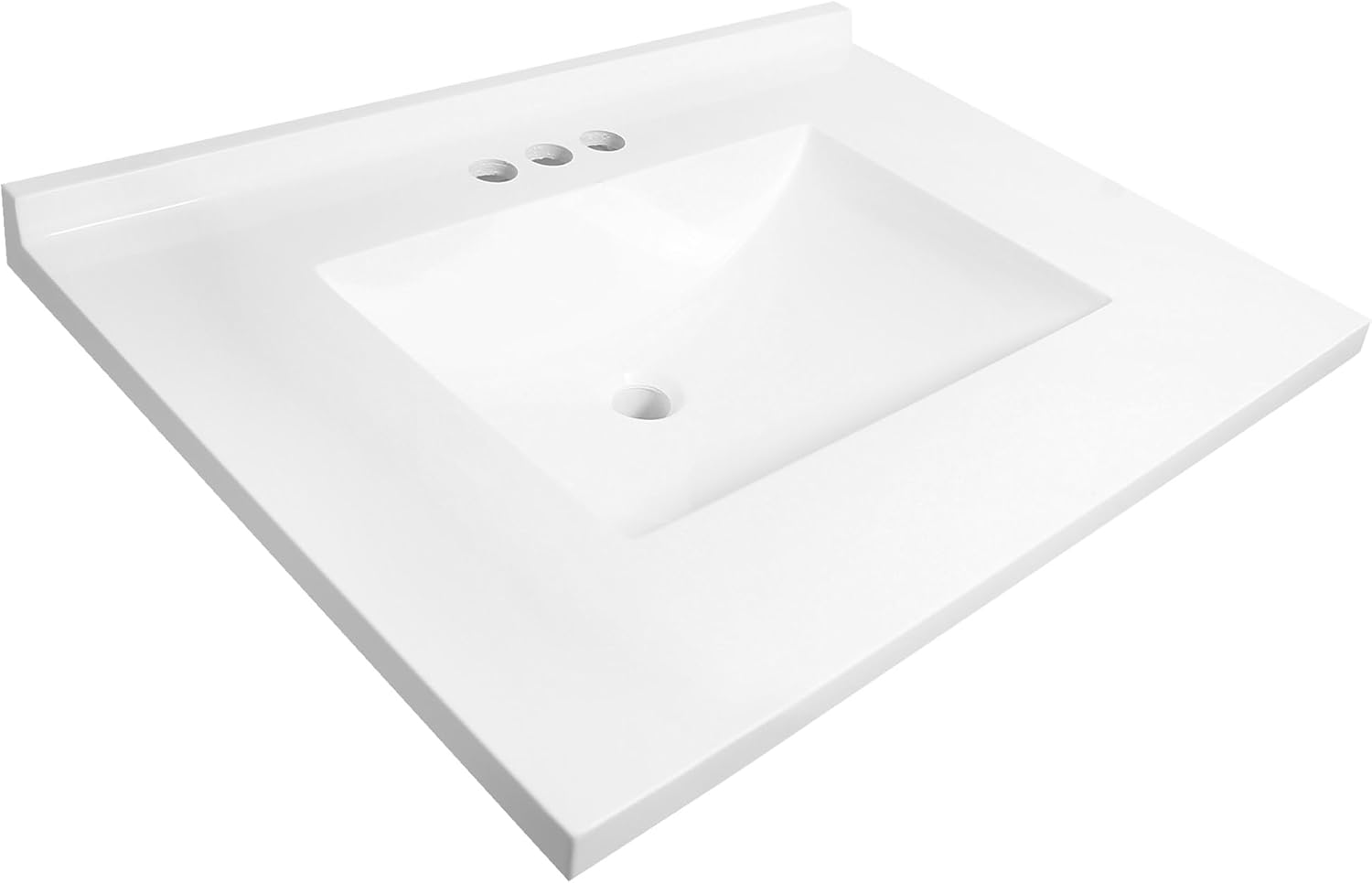Design House 31-Inch Camilla Cultured Marble Vanity Top Single Bowl Sink 4-Inch Centerset with Integrated Backsplash, Solid White