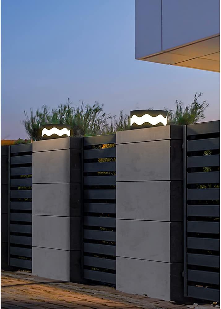 Cylindrical Solar Post Light Fixture Outdoor Waterproof IP54 Column Light Modern Style Fence Outer Decorative Stigma Lamp