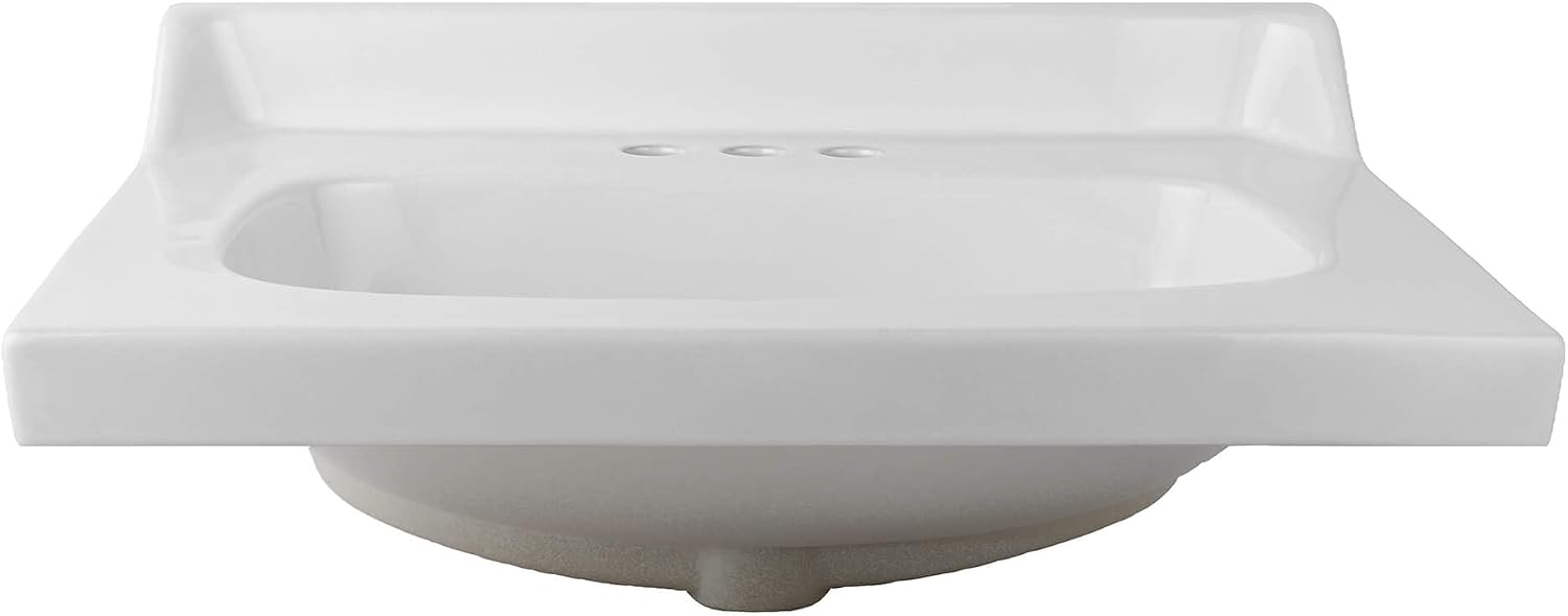 Fine Fixtures Ceramic Bathroom Sink Top with Raised Back - Fits Standard 24' Vanity | Elegant and Durable Bathroom Sinks for Modern Homes - Upgrade Your Space - Perfect for Any Bathroom Design