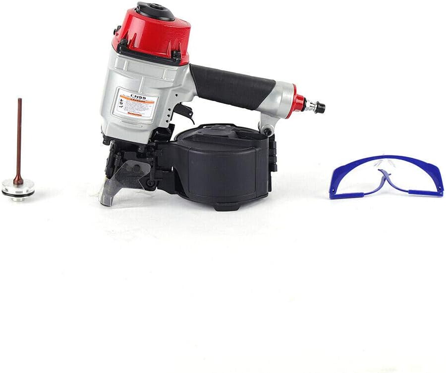 Pneumatic Siding Coil Nailer Gun, 25-57mm Gauge Handheld Air Framing Stapler Gun Roofing Nailer CN55 for Woodworking Fences Plywood Furniture