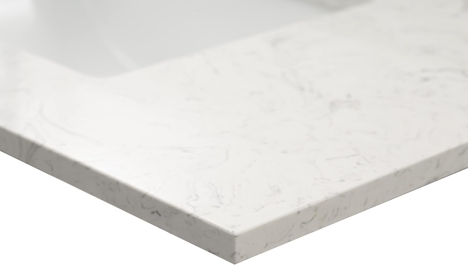 MSI Carrara Sky Vanity Top with Under Mount Rectangle Ceramic Sinks, Engineered Marble Stone, 4' CC Faucet Holes, 37'X22'