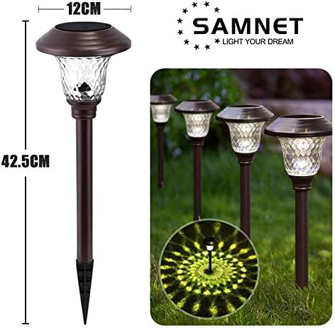 Solar Light 2/4 Pack Solar LED Lights Outdoor Garden Street Stake Glass Stainless Steel Waterproof Solar Lamp White Wireless Sun Powered Powered Spotlight (2 Pcs Black Yellow Light)