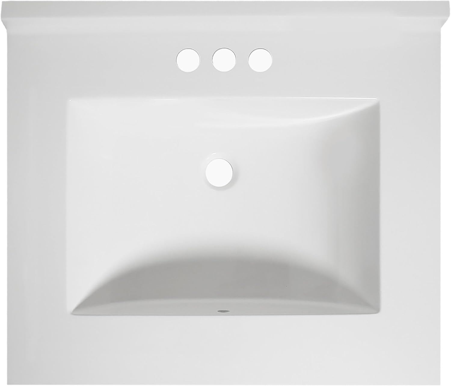 Design House Camilla II Vanity Top, Cultured Marble, Centerset Mount, Integrated Backsplash, Stain Resistant, Rectangle Bowl, White, 22 in D x 22 in W x 8.6 in H, Item 630210