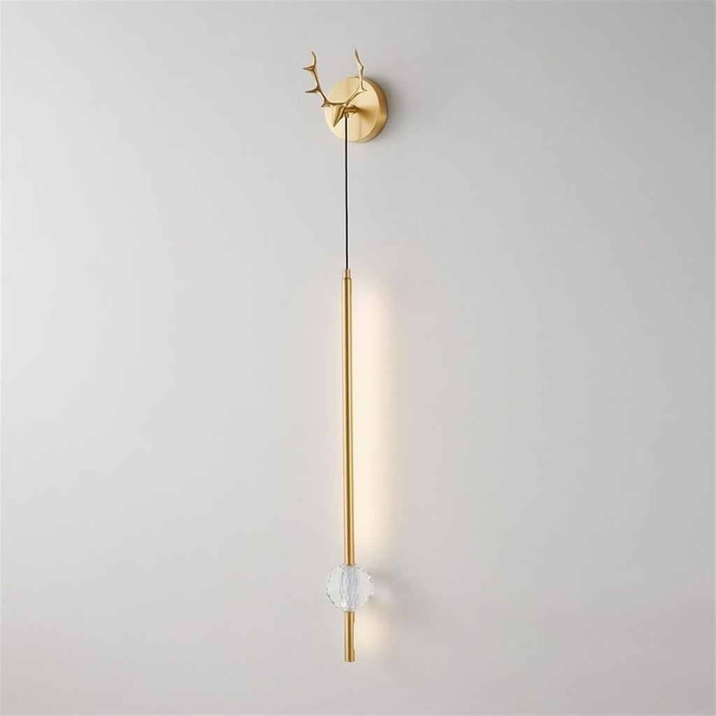 Color Mode Copper Polished Wall Mount Fixtures Crystal Ball Decoration Indoor Linear Wall Lamp 52 Inches Long Led Wall Light 28W Art Sconce for Living Room Hallway
