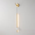 Color Mode Copper Polished Wall Mount Fixtures Crystal Ball Decoration Indoor Linear Wall Lamp 52 Inches Long Led Wall Light 28W Art Sconce for Living Room Hallway