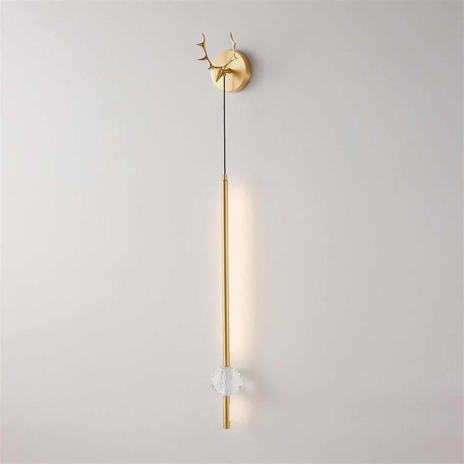 Color Mode Copper Polished Wall Mount Fixtures Crystal Ball Decoration Indoor Linear Wall Lamp 52 Inches Long Led Wall Light 28W Art Sconce for Living Room Hallway
