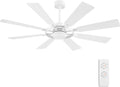 ELEHINSER 80 Inch Ceiling Fan with Lights and 3 Downrods, 8 Plywood Blades, 6-Speed Noiseless Reversible DC Motor, 3CCT, Windmill Ceiling fan for Kitchen Bedroom Living Room, Gloss White