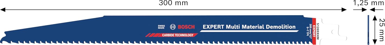Bosch 10 x Expert Multi Material Demolition S1269XHM Reciprocating Saw Blade (for Wood with Metal, Timber with Mortar and Nails, Length 300 mm, Professional Accessories Reciprocating Saw)