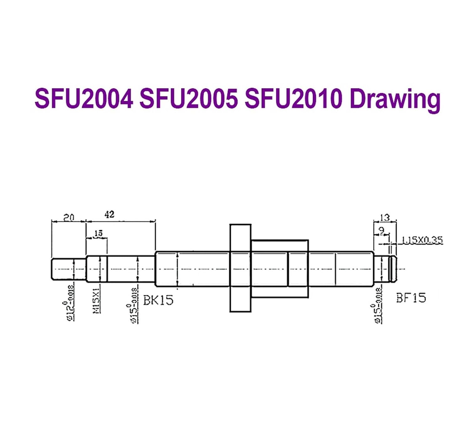 Metal Ball Screw nut Ball Screw SFU2010 550-8000mm C7 Roller Screw with Single Ball Nut Dia 20mm Pitch 10mm for CNC Parts(650mm)