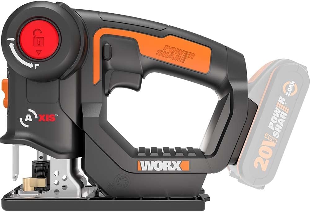 WORX 2in1 20V Reciprocating and Jig Saw | PowerShare | WX550.9 - No Battery, No Charger | Tool Free Blade Change, Variable Speed