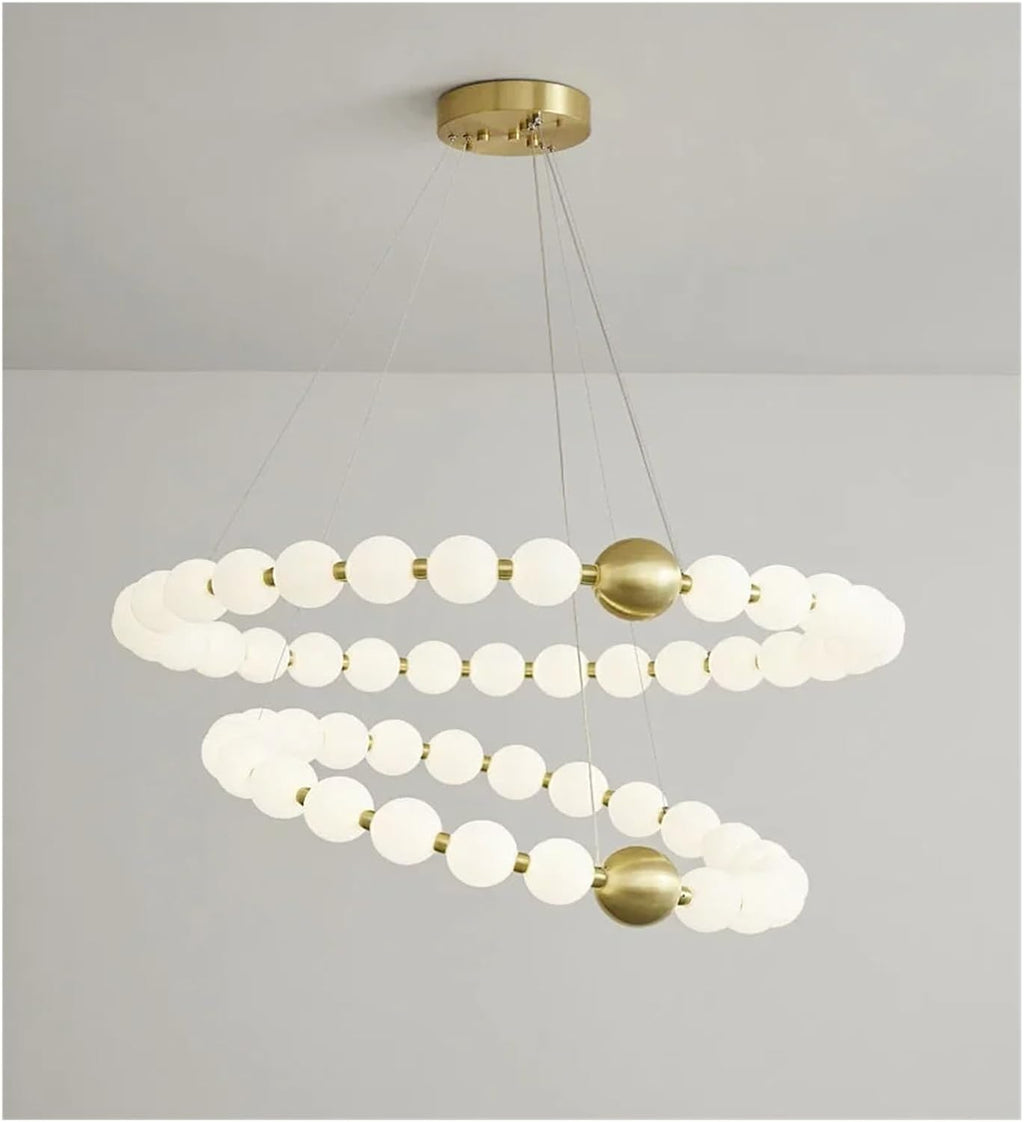 Led Chandelier Living Room Dining Room Hanging Light Fixtures 3 Color Temperature Dimming Acrylic Ball Lamp-3 Color-D42 62cm