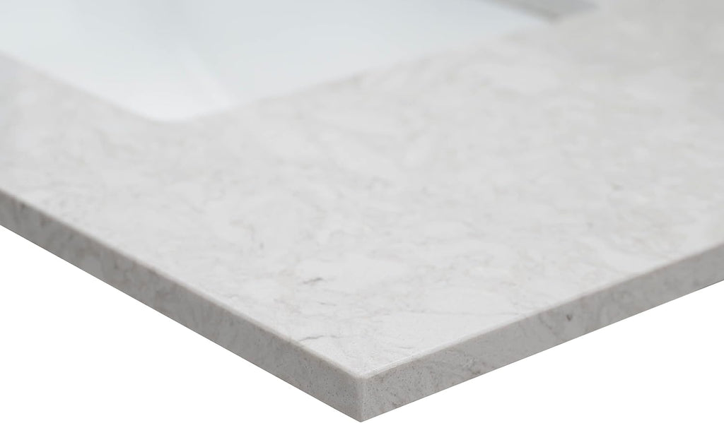MSI Drifting Fog Vanity Top with Under Mount Rectangle Ceramic Sinks, Engineered Marble Stone, 4' CC Faucet Holes, 37'X22'