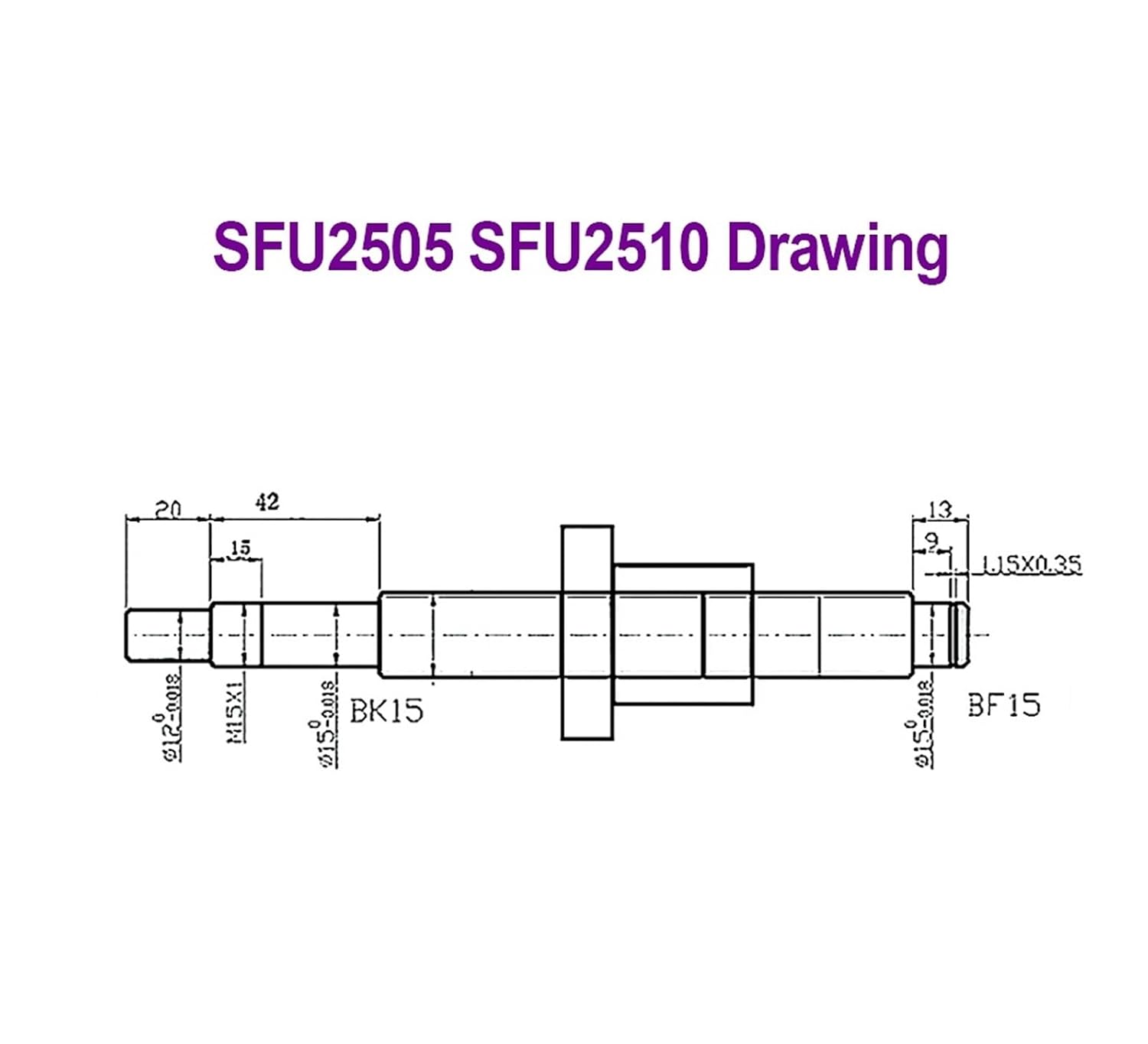 Metal Ball Screw nut Ball Screw SFU2510 100-500mm C7 Roller Screw with Single Ball Nut Dia 25mm Pitch 10mm for CNC Parts(400mm)