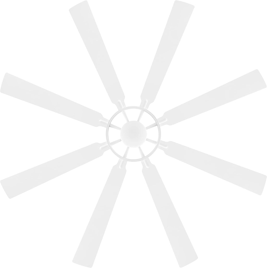 ELEHINSER 80 Inch Ceiling Fan with Lights and 3 Downrods, 8 Plywood Blades, 6-Speed Noiseless Reversible DC Motor, 3CCT, Windmill Ceiling fan for Kitchen Bedroom Living Room, Gloss White