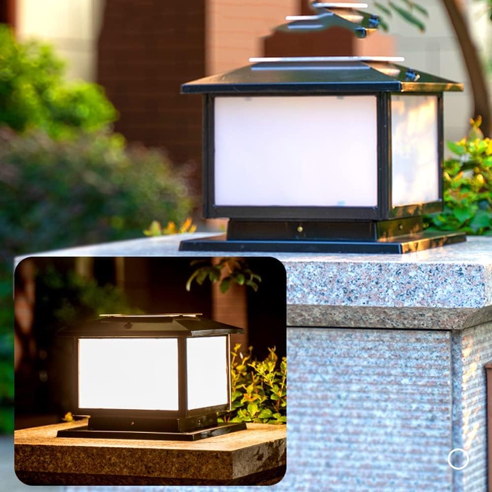 LED Solar Pillar Post Light Outdoor Waterproof Column Lamp Victorian Garden Fence Entrance Stigma Lamp Traditional Landscape Street Light