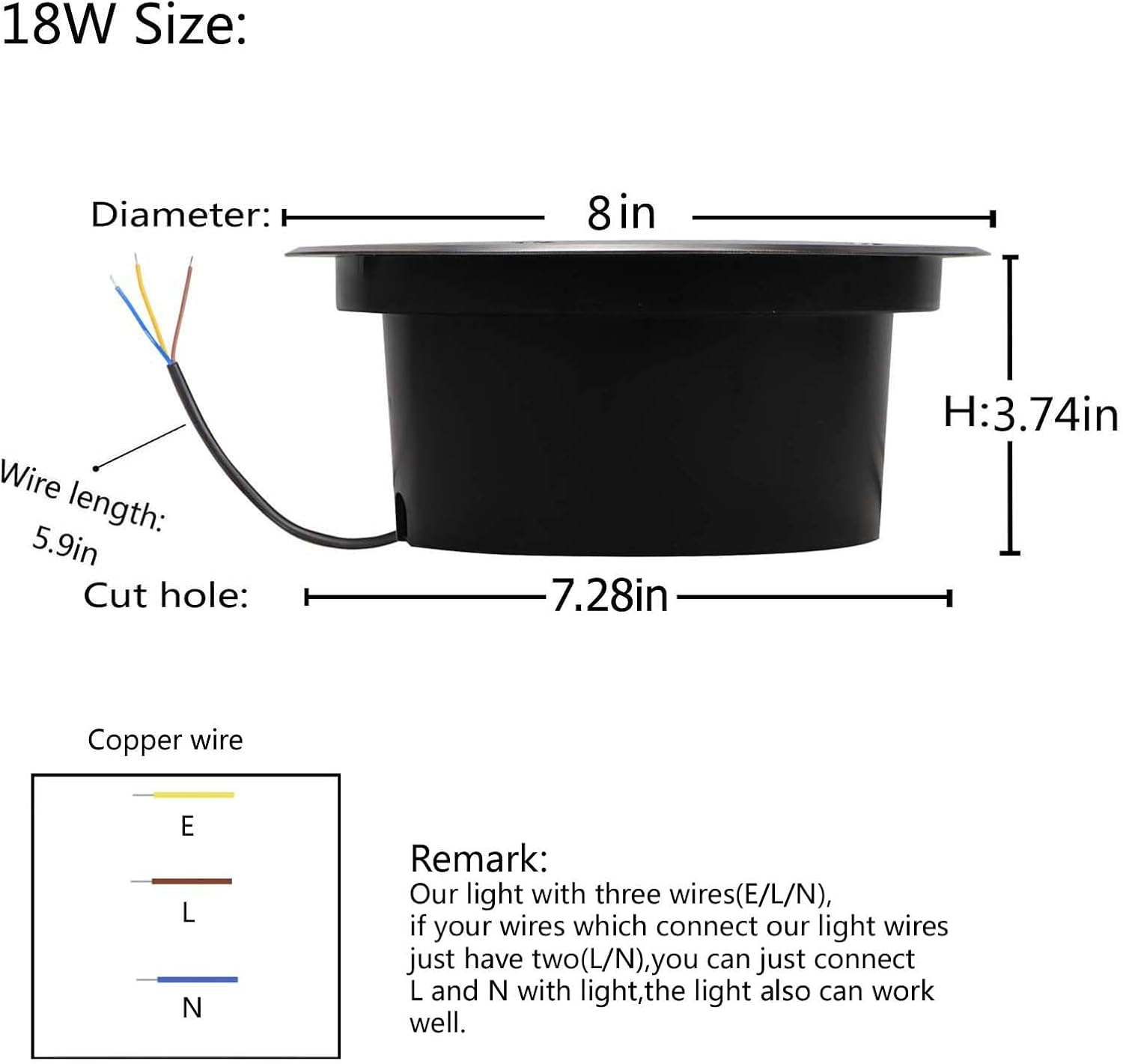 18W Ground Lights 110V-120V Outdoor Landscape Lighting 4 Pack | Diameter 8 inches, Waterproof IP67, Warm White 3000K, Line Voltage Pathway Lighting for Well Sidewalk Garden