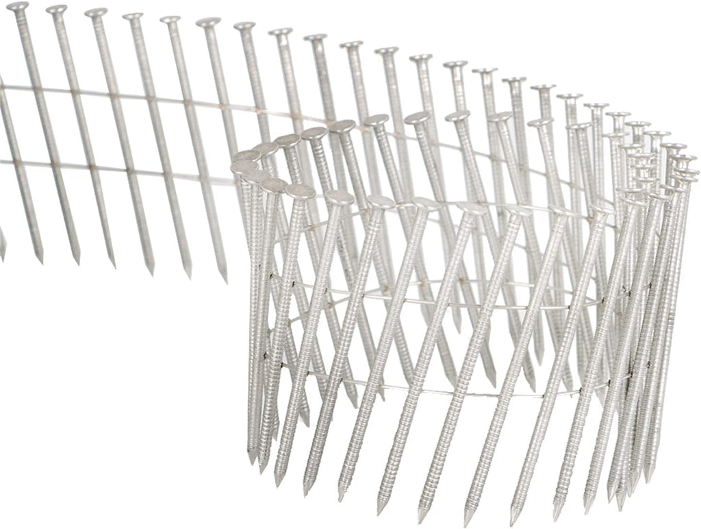 3600 Stainless Coil Siding Nails 15 Degree Coils 2-1/2 Inch, 0.09 Inch Ring Shank, Small Cap Coil Nail, Cap Warp 5.8-6mm for Cement Board Siding or Fencing Applications