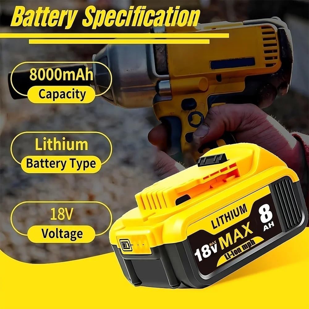 20V Replacement Lithium-Ion Battery Compatible With Dewalt DCB200 DCB206 DCB207 DCB204 Cordless Power Reciprocating Saw Drill Nail Gun Tool Packs(6Ah 4pcs)