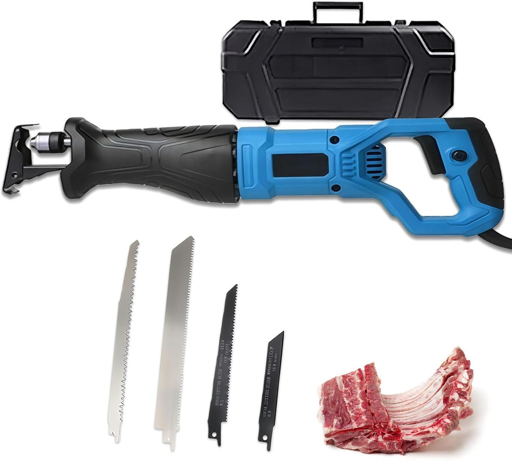 Reciprocating Saw, Electric Bone Saw, 3000rpm Variable Speed Reciprocating, 4pcs Blades for Wood, Soft Metal, PVC Pipe Cutting