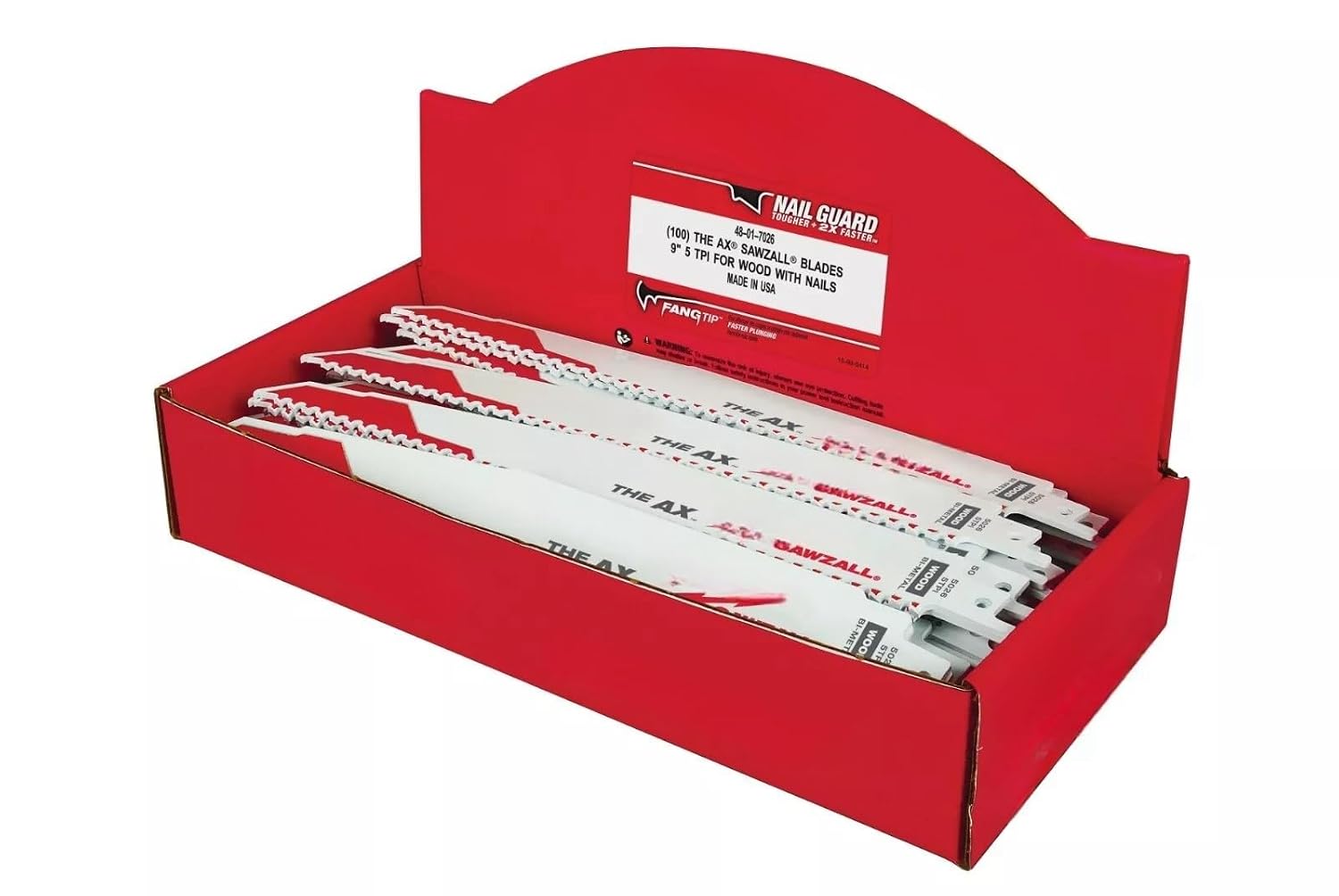 100PK 48-01-7026 for Milwaukee Reciprocating Saw Blade 9' 5 TPI The AX Demolition Wood Cutting Sawzall Lade