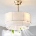 20' Boho Ceiling Fans with Lights, Fabric Fandelier Chandelier Ceiling Fan with Light Remote Control, Caged with 6 Speeds for Bedroom, Nursery(White)