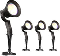 GOODSMANN RGBW Low Voltage LED Landscape Spotlight, 3000K/6000K White Light, 4 Pack 12W 12V-15V Outdoor Lights 9 Lighting Modes Color Changing Aluminum Housing Spot Lights for Garden Yard