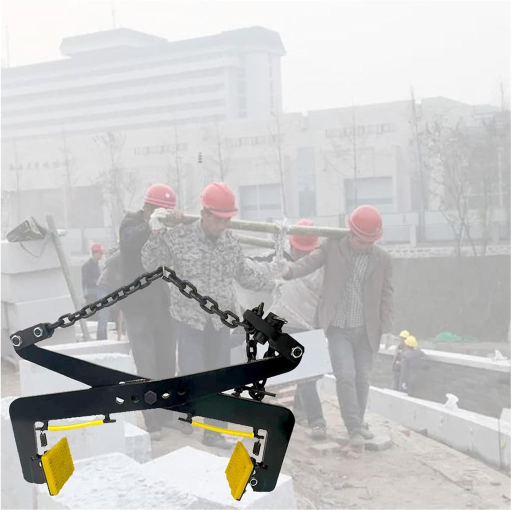 Heavy Duty Adjustable Black Stone Lifting Clamps, Non-Slip Rubber Grips, Plate Vertical Clamp for Granite & Marble (4.7-14.2 in) - Perfect for Construction & Fabrication