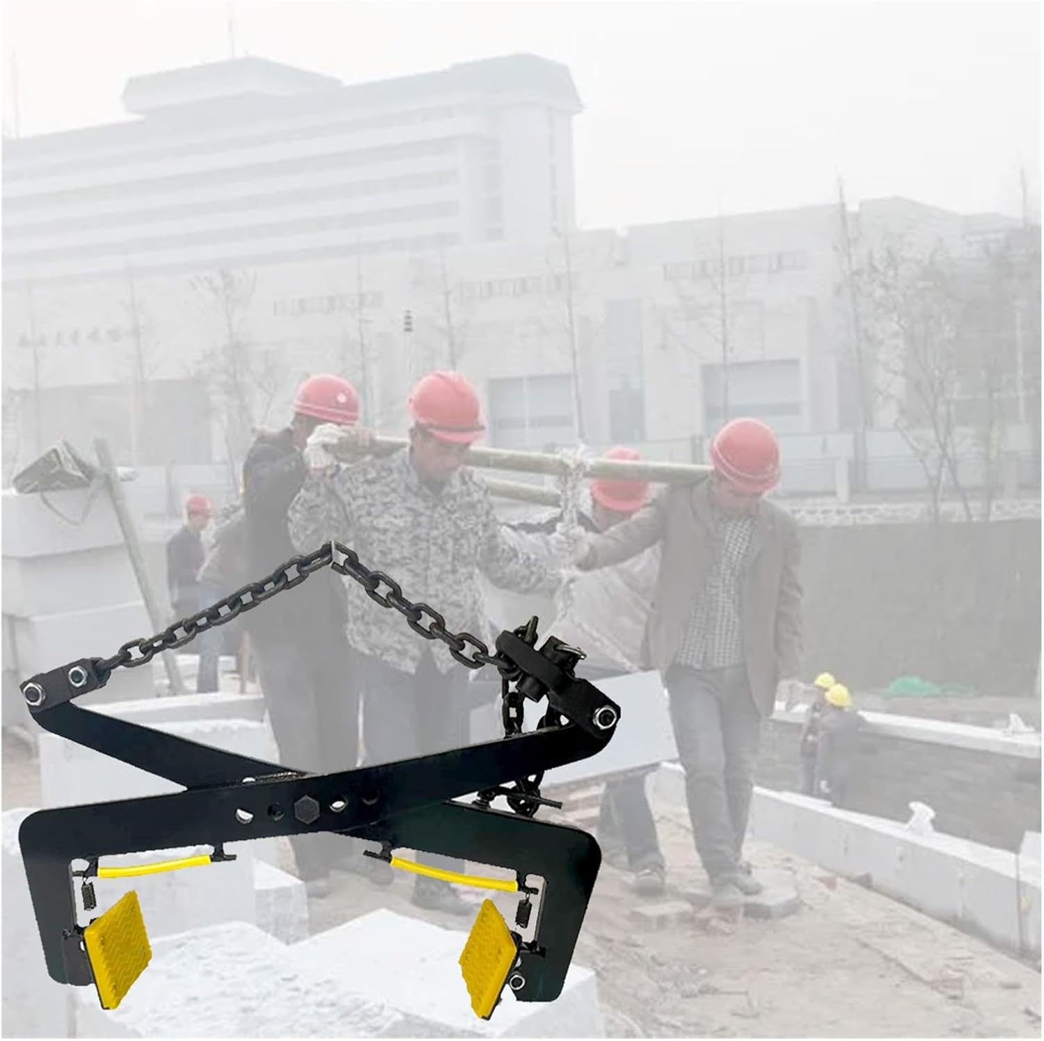 Heavy Duty Adjustable Black Stone Lifting Clamps, Non-Slip Rubber Grips, Plate Vertical Clamp for Granite & Marble (4.7-14.2 in) - Perfect for Construction & Fabrication