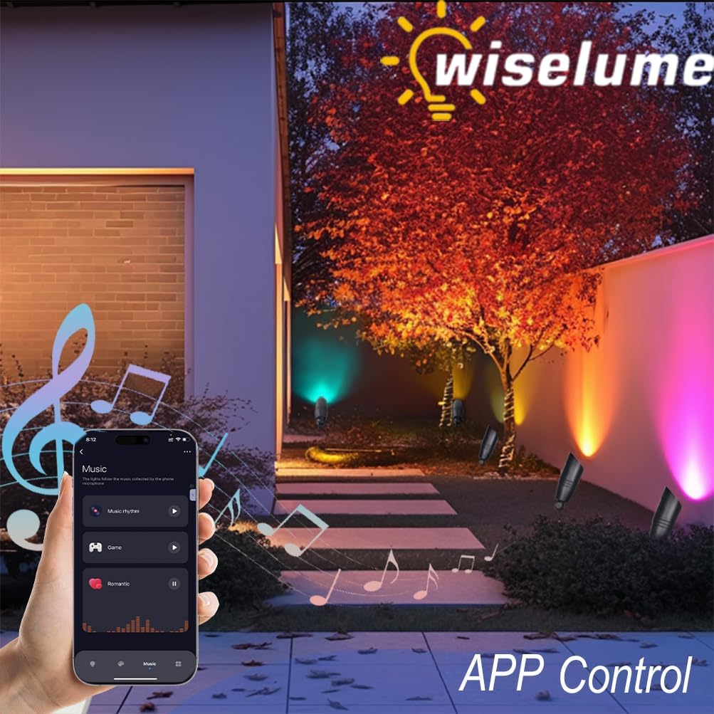 Remote Control RGB Color Changing Landscape Lighting,Low Voltage Spotlights,IP65 Waterproof Uplights for Yard,Heavy Duty Accent Fixtures, Double White MR16 Light Bulbs Included 5W 2700K