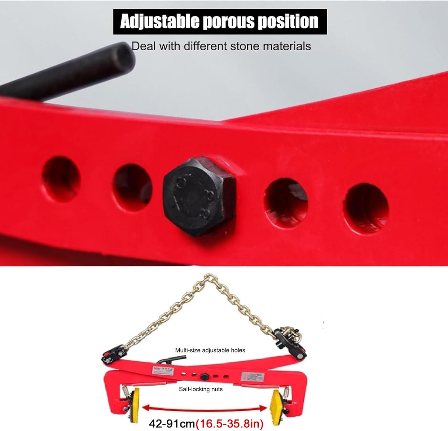 Granite Slab Lifting Clamp Pliers - Adjustable Jaw Opening Tool for Lifting Stone, Concrete, Aluminum, and Metal Sheets, 42-91cm / 16.5-35.8in Range