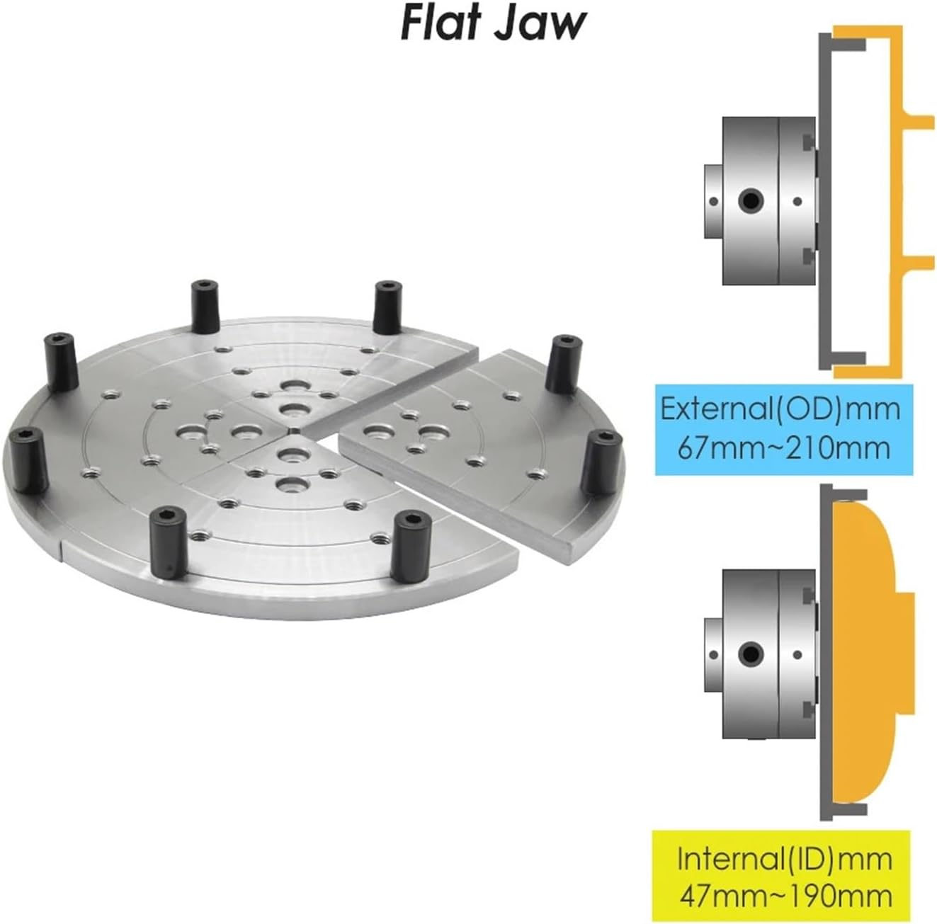 4-Inch Wood Lathe Chuck Step Jaw - High Precision CNC Machined Steel for Enhanced Clamping,1pcs(Flat Jaw)