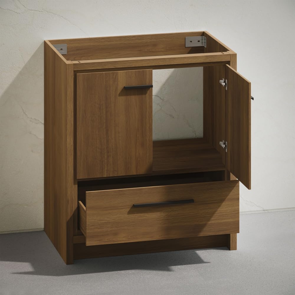Swiss Madison Virage 30' Freestanding Bathroom Vanity in Brown Oak Without Sink Top