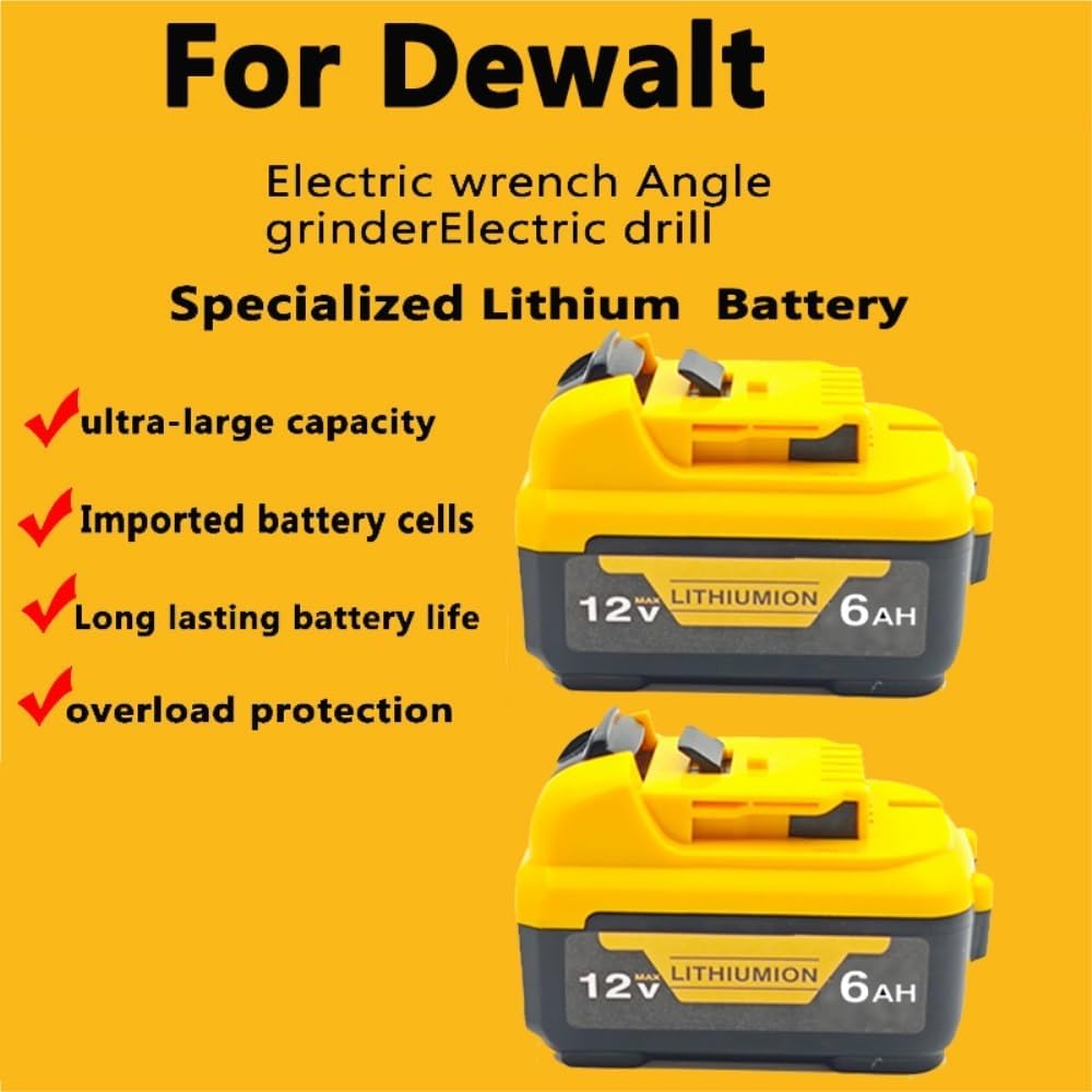 12V Replacement Lithium-Ion Battery Compatible With Dewalt DCD710 DCB123 DCB125 DCB124 DCB122 Cordless Powe Electric Saw Reciprocating Saw Tool Packs(2pcs 5.0Ah)