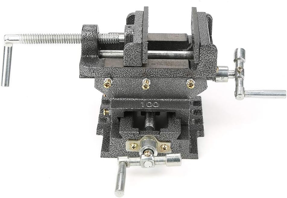 Heavy Duty Cross Slide Drill Press Vise 4 Inches Metal Milling Vice Holder Clamping Tool for Milling Machine Drill Press Machinery Maintenance Steel 90mm Jaw Opening