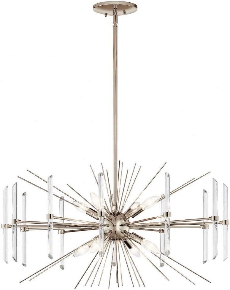 Kichler Eris 16.75' 8 Light Chandelier with Optical Crystal in Polished Nickel