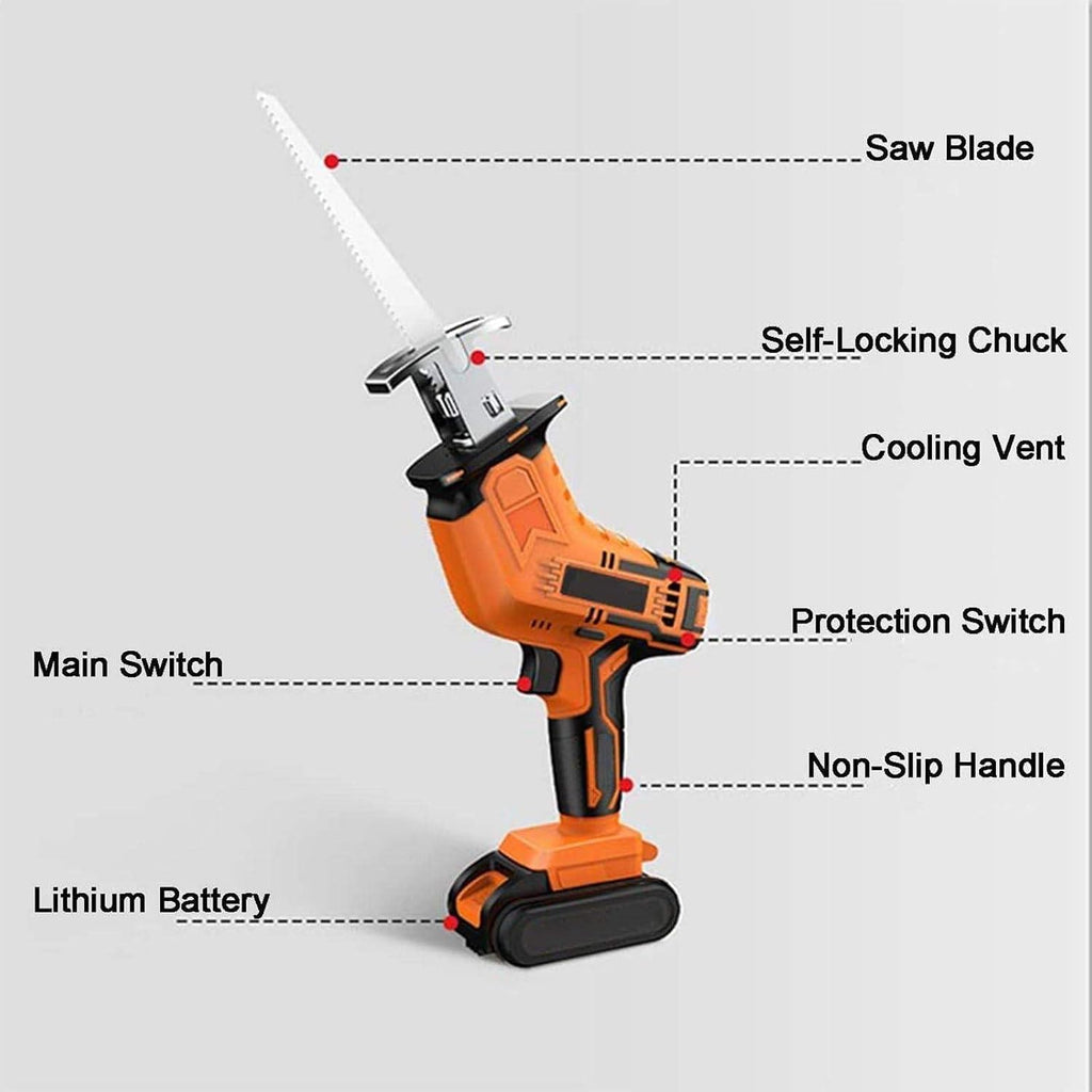 Electric Bone Saw(2 Stainless Steel Saw Blades) - Cordless Reciprocating Saw(3000rpm), Easily Cuts Meat & Bones, for Home, Commercial Use
