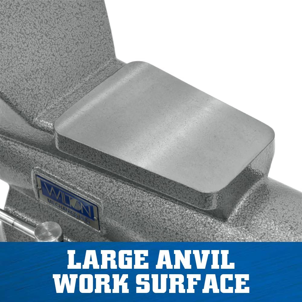 Wilton Mechanics Pro Bench Vise, 10' Jaw (Width-12', Opening-5-1/4') Throat (Model 8100M), Gray